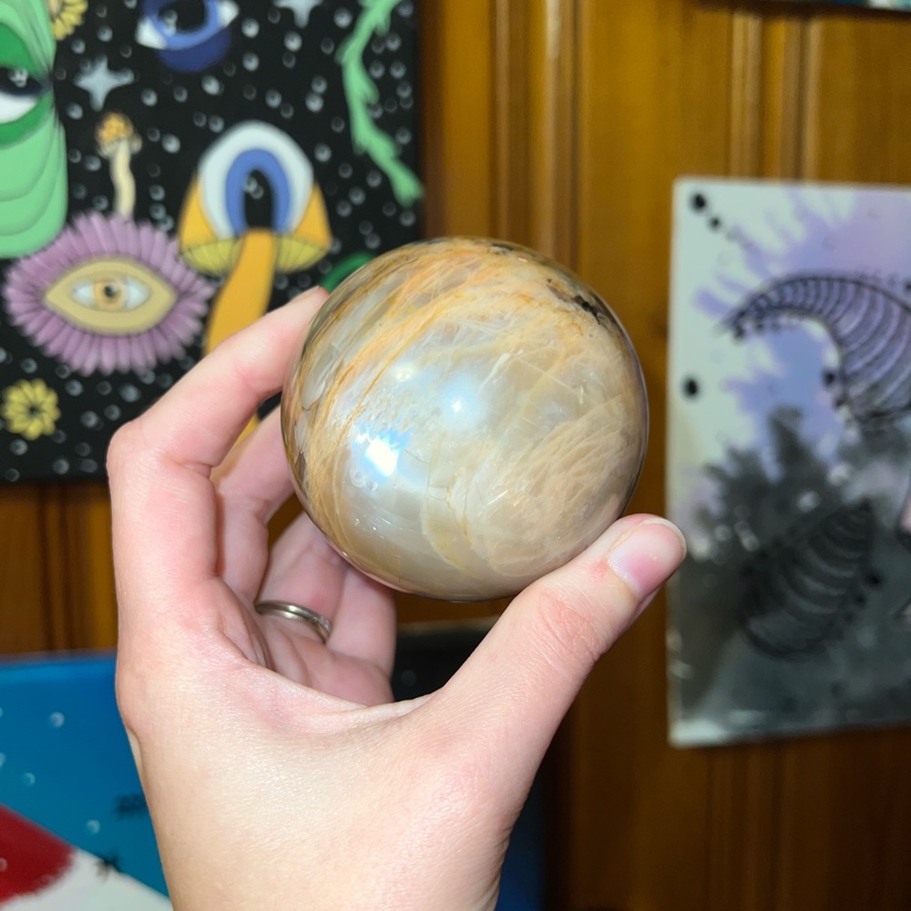 Milky flash peach moonstone sphere 🧡